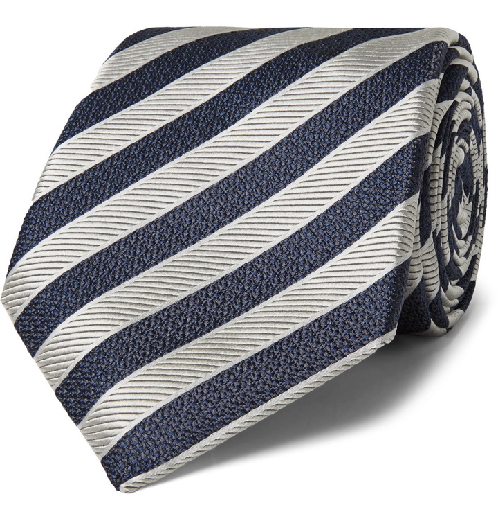 Photo: Canali - 8cm Striped Silk-Jacquard Tie - Blue