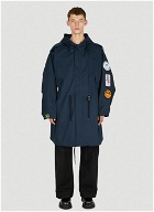 Patched Parka Coat in Dark Blue