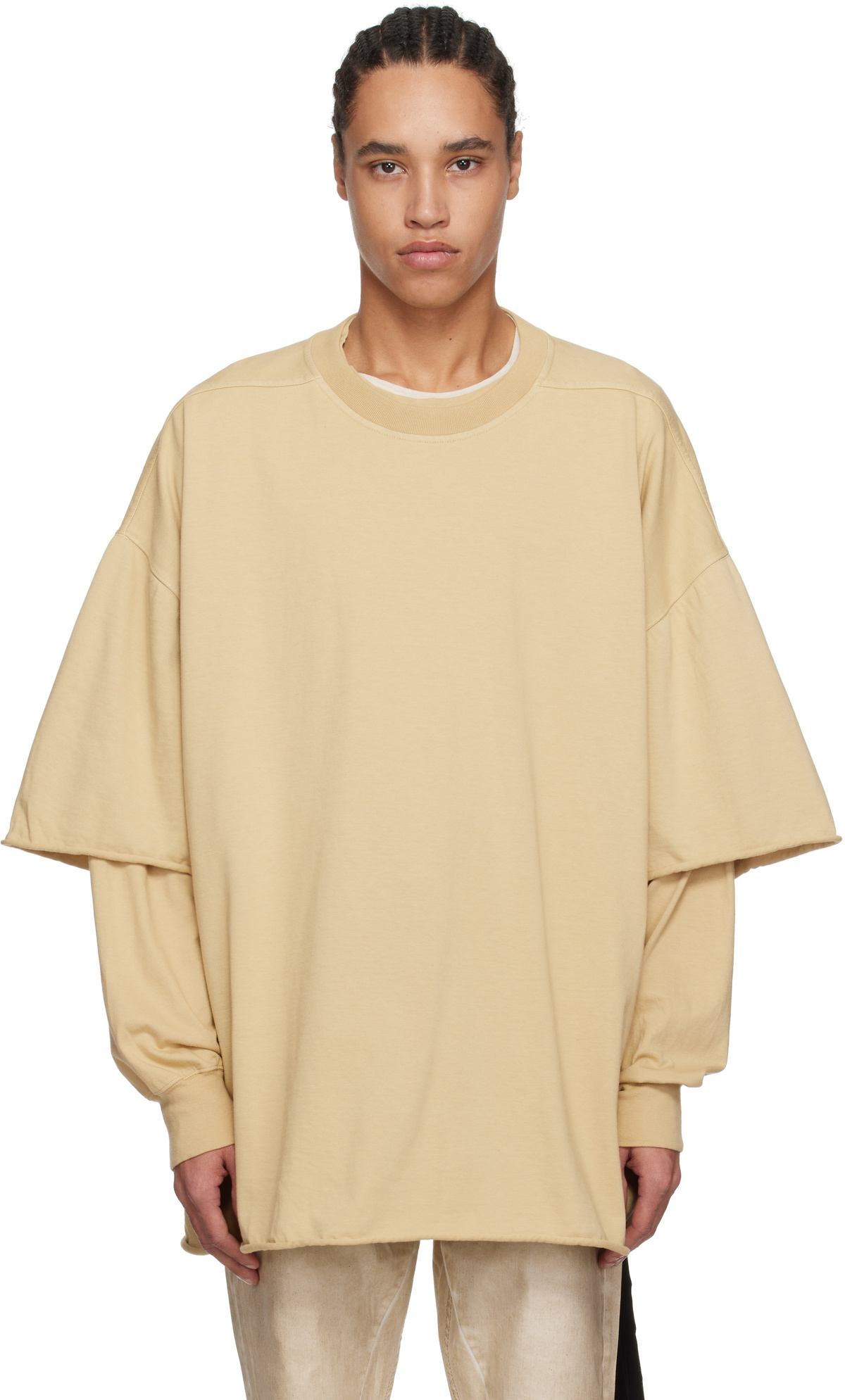 Rick Owens DRKSHDW Beige Hollywood Tommy Hustler Sweat T-shirt 