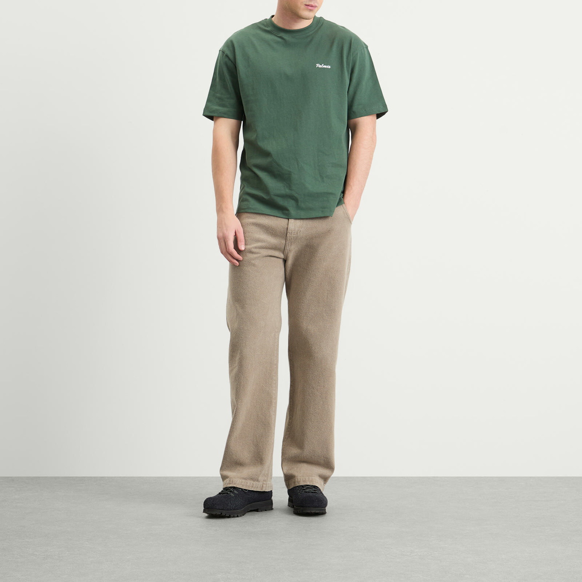 Palmes Men's Logo Stitch T-Shirt in Dark Green