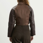 Auralee Women's Flannel Crop Zip Jacket in Dark Brown