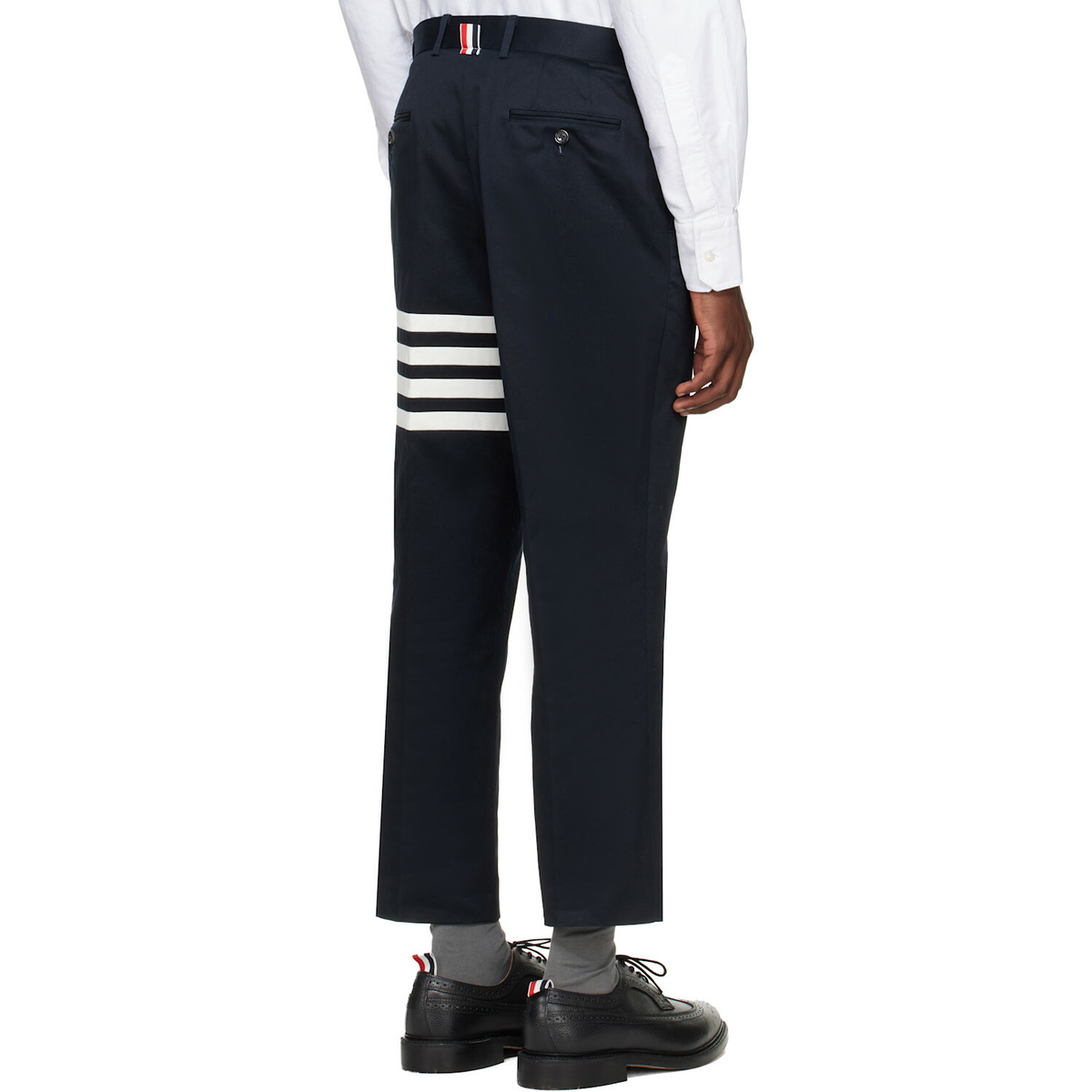 Thom Browne Navy Cotton Twill 4-Bar Unconstructed Trousers