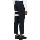 Thom Browne Navy Cotton Twill 4-Bar Unconstructed Trousers