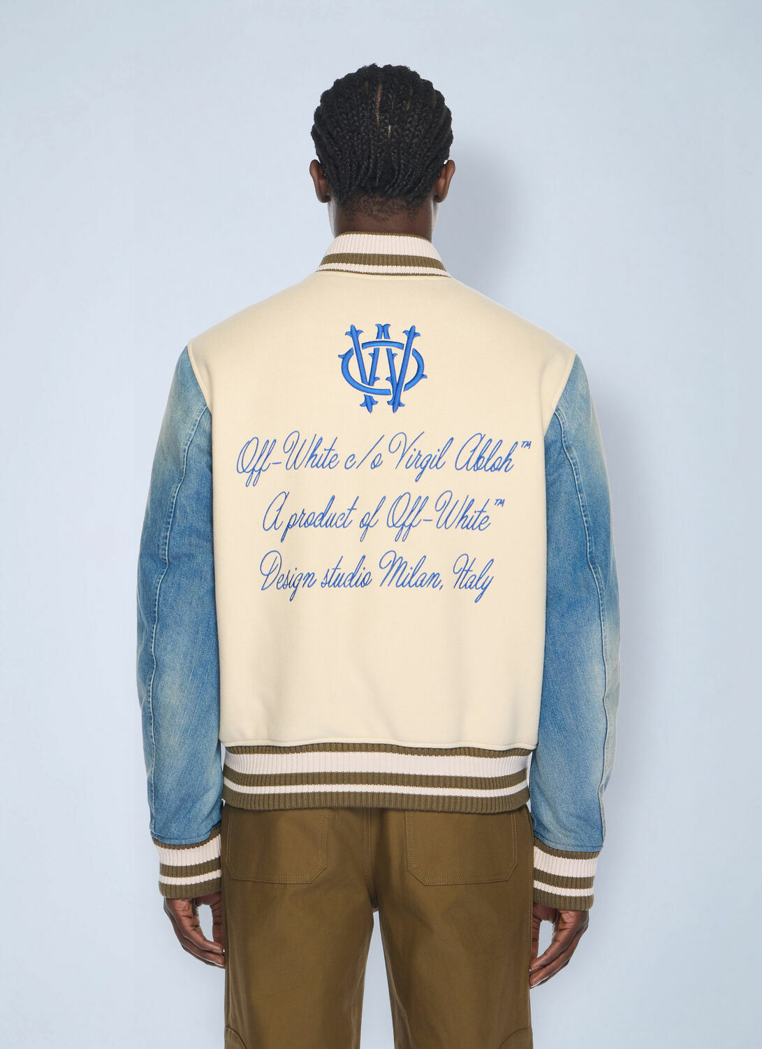 Off-White Gothic Wool Denim Varsity Jacket