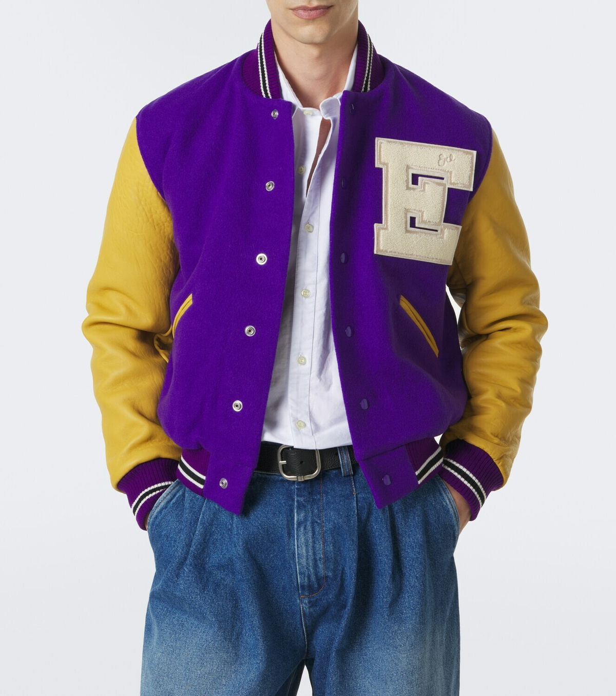 ERL Leather-trimmed wool-blend bomber jacket
