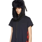 Sacai Black and Navy Faux-Fur Hat