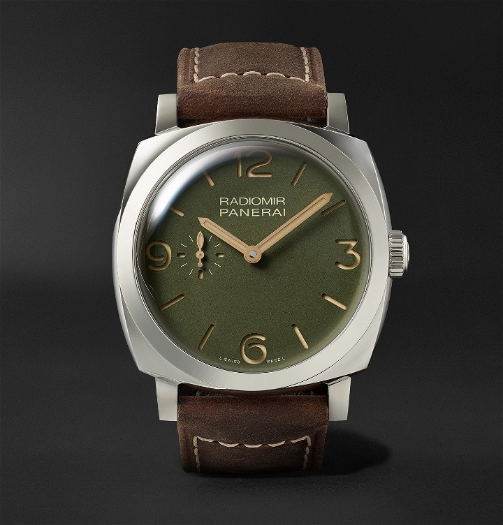 Photo: Panerai - Radiomir Automatic 45mm Stainless Steel and Leather Watch, Ref. No. PAM00995 - Green