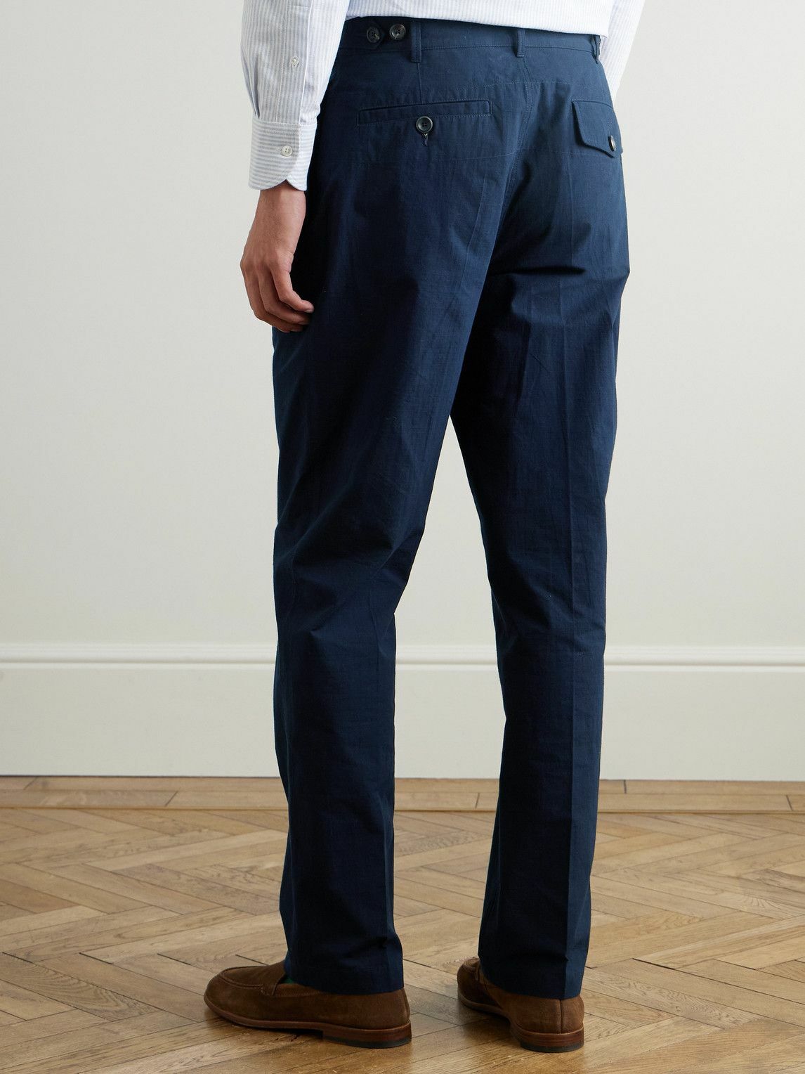 Drake's - HIM Games Tapered Cotton-Ripstop Trousers - Blue