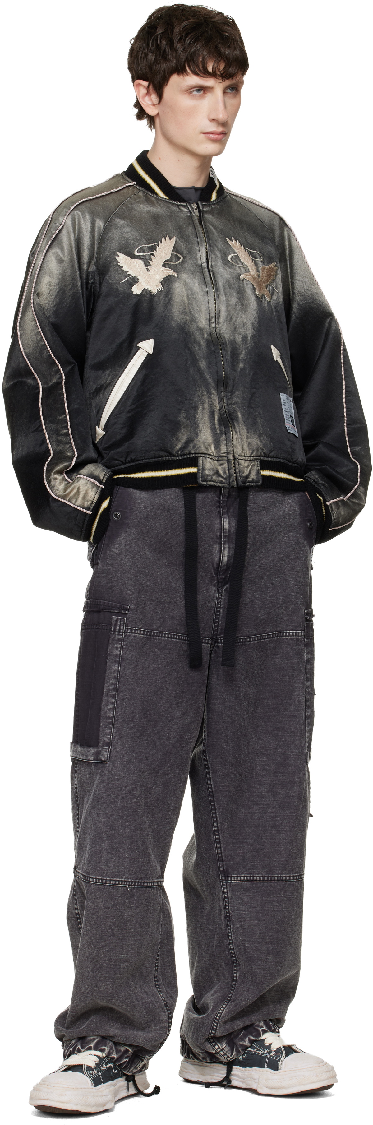 Maison MIHARA YASUHIRO Gray Cotton Satin Cargo Pants