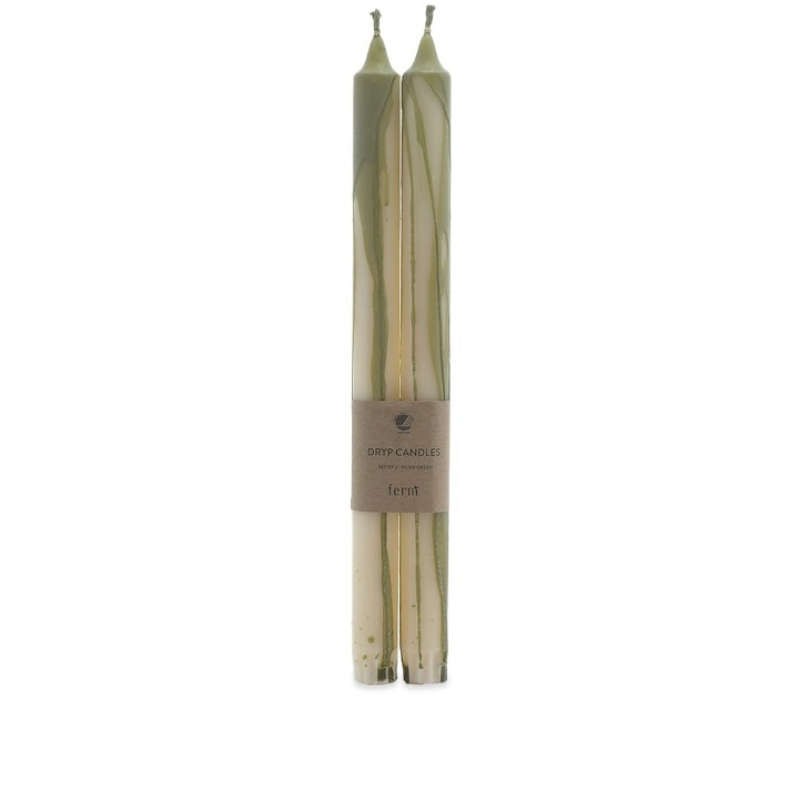 Photo: ferm LIVING Dryp Candles - Set of 2 in Olive Green