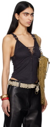 Isabel Marant Black Sakina Faux-Suede Tank Top