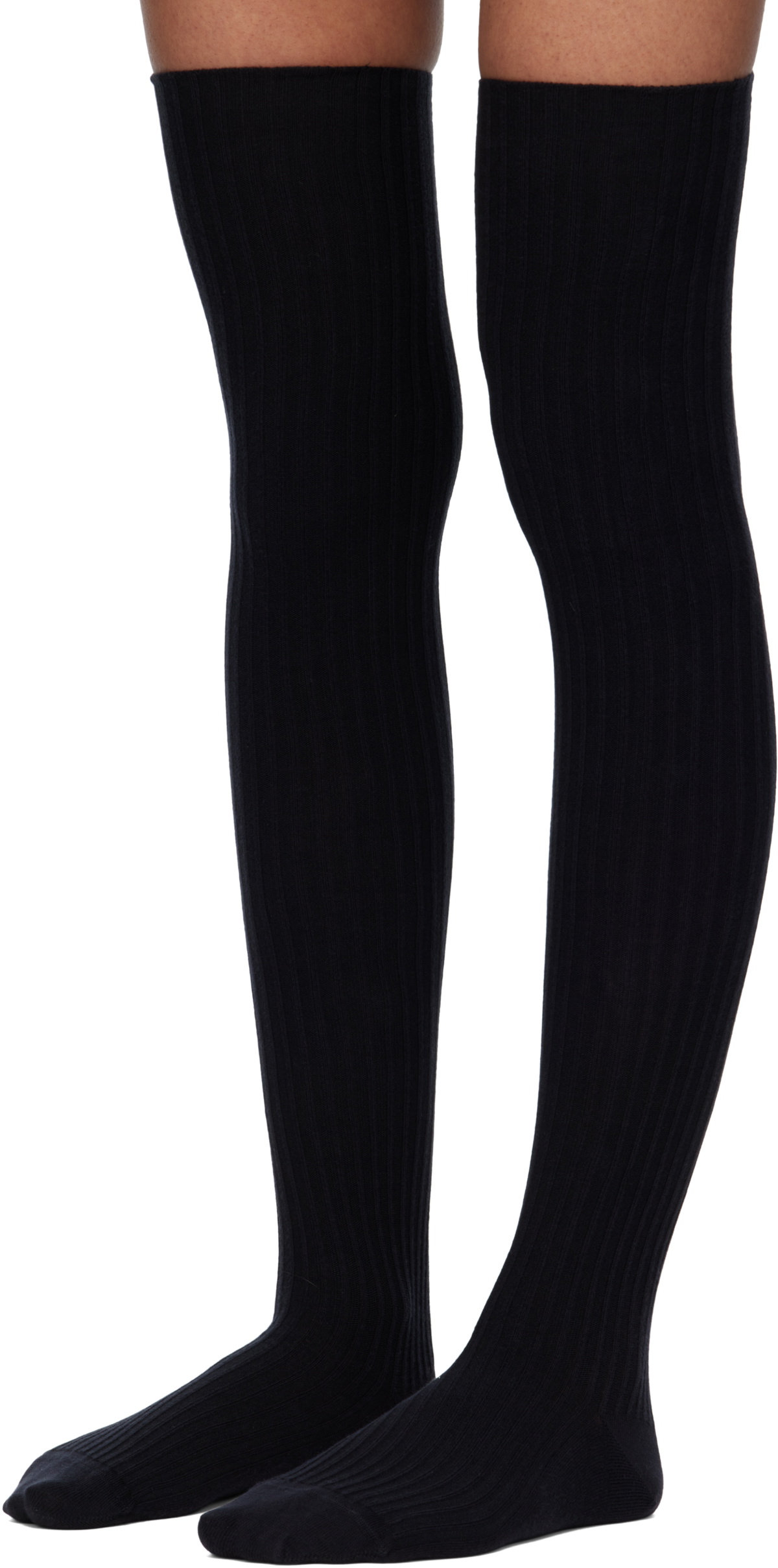 Baserange Two-Pack Black & Gray Overknee Socks
