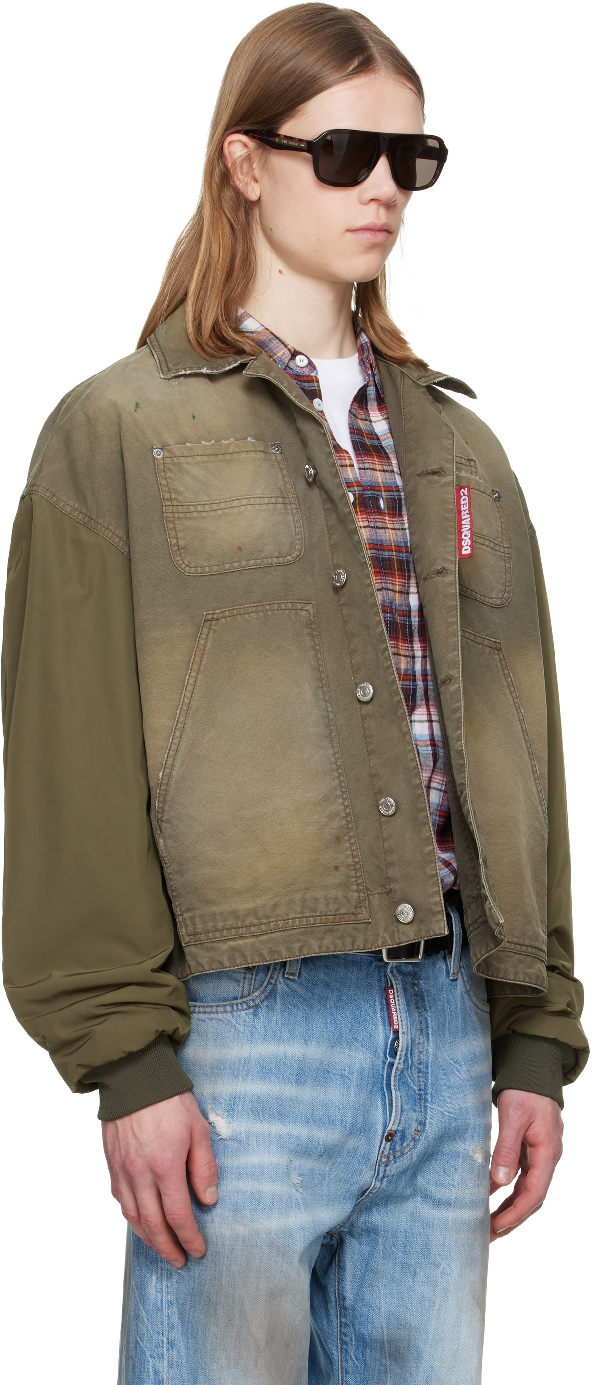 Dsquared2 Khaki Garment Dyed Carpenter Kaban Jacket