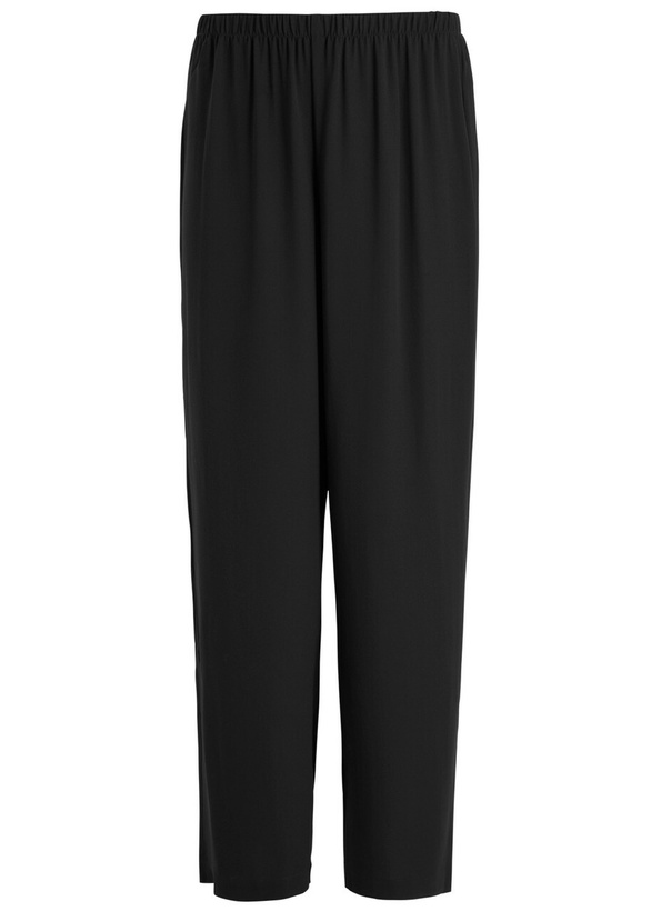 Photo: Eileen Fisher Straight-leg Silk-crepe Trousers Black