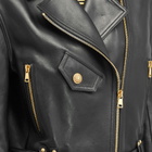 Balmain Women's Cropped Leather Biker Jacket in Black