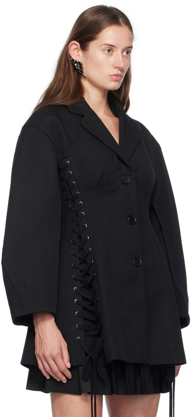 Simone Rocha Black Puff Sleeve Sculpted Corset Jacket Simone Rocha