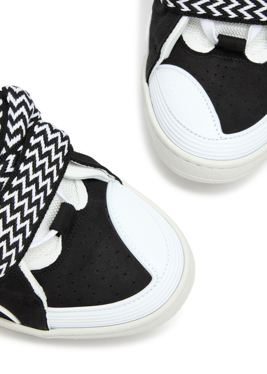Lanvin Curb Panelled Mesh Sneakers Black And White Lanvin