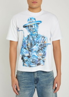 Warren Lotas Chrome Gunslinger Printed Cotton T-shirt White And Blue