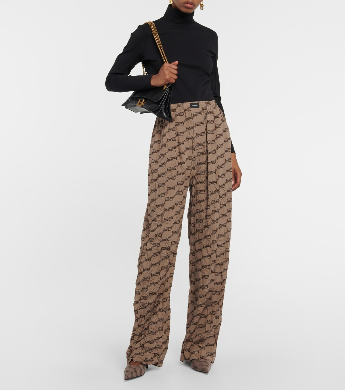 Balenciaga - Logo high-rise wide-leg silk pants Balenciaga
