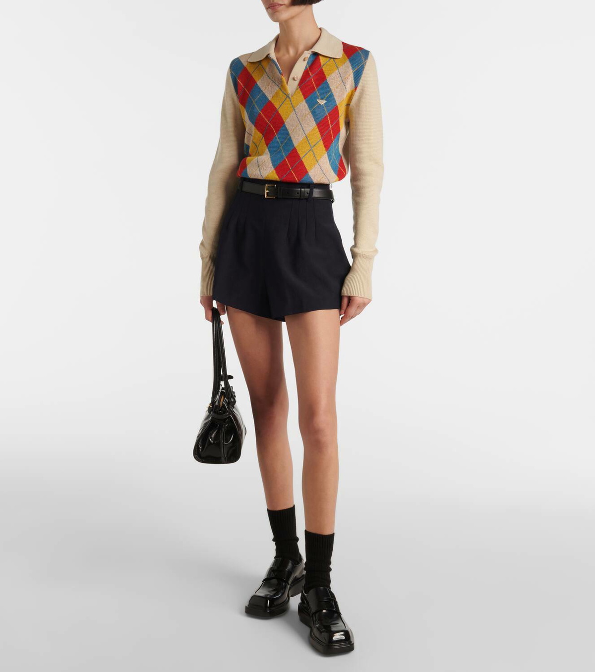 Prada Argyle intarsia wool polo sweater Prada