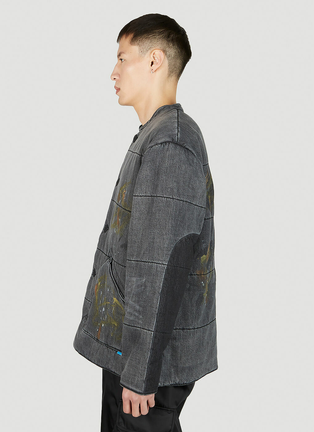 Paint Splatter Denim Jacket in Grey Liberaiders