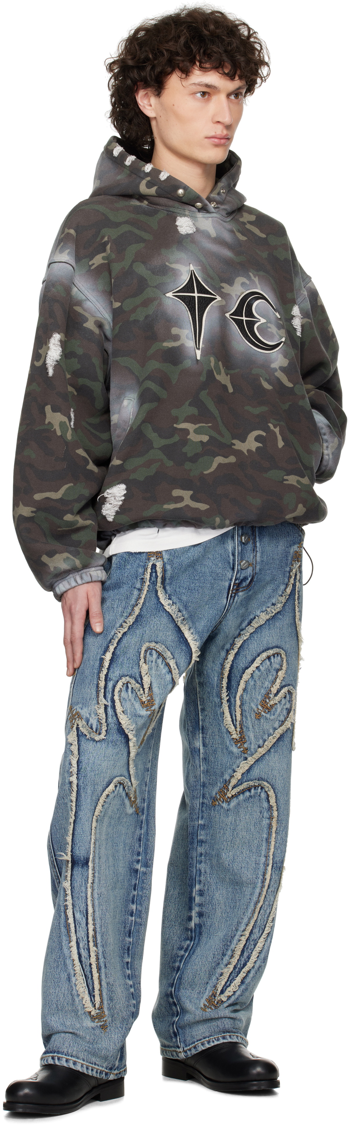 【THUG CLUB】Sprayed Camoflage Rock Hoodie 男女兼用 Thug Club Khaki Sprayed Camoflage Rock Hoodie Thug Club