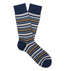 Marcoliani - Striped Pima Cotton-Blend Socks - Blue
