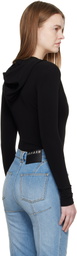 Mugler Black Hooded V-Neck Bodysuit