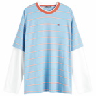 Acne Studios Men's Eeve Stripe Double Sleeve T-Shirt in Sea Blue