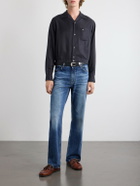 KAPITAL - Drizzler Camp-Collar Embroidered-Detail Satin Jacket - Black