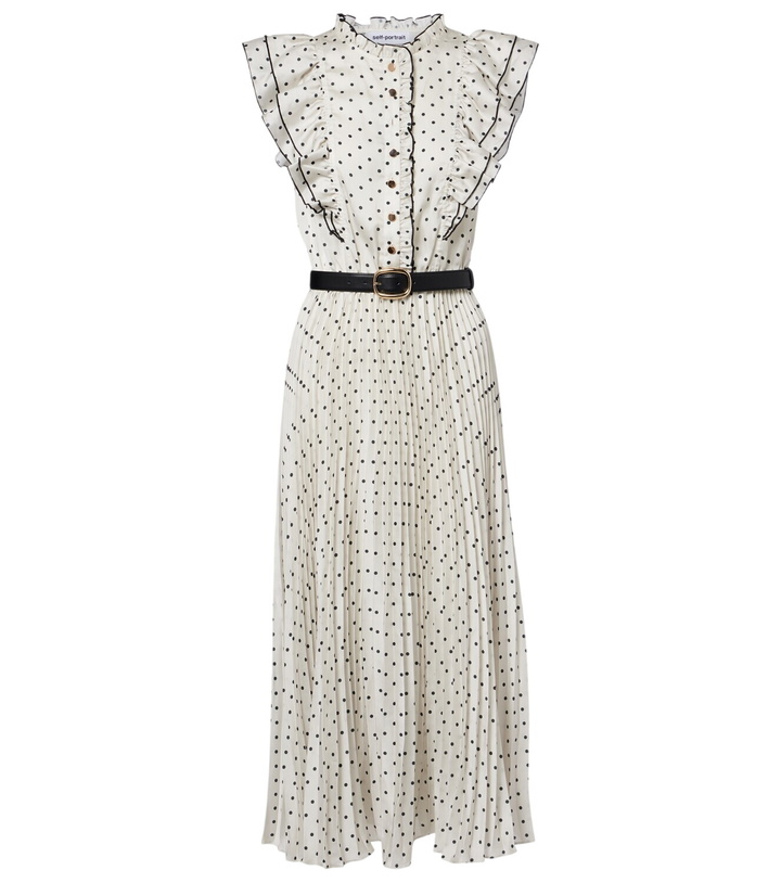 Photo: Self-Portrait Belted polka-dot pleated midi dress