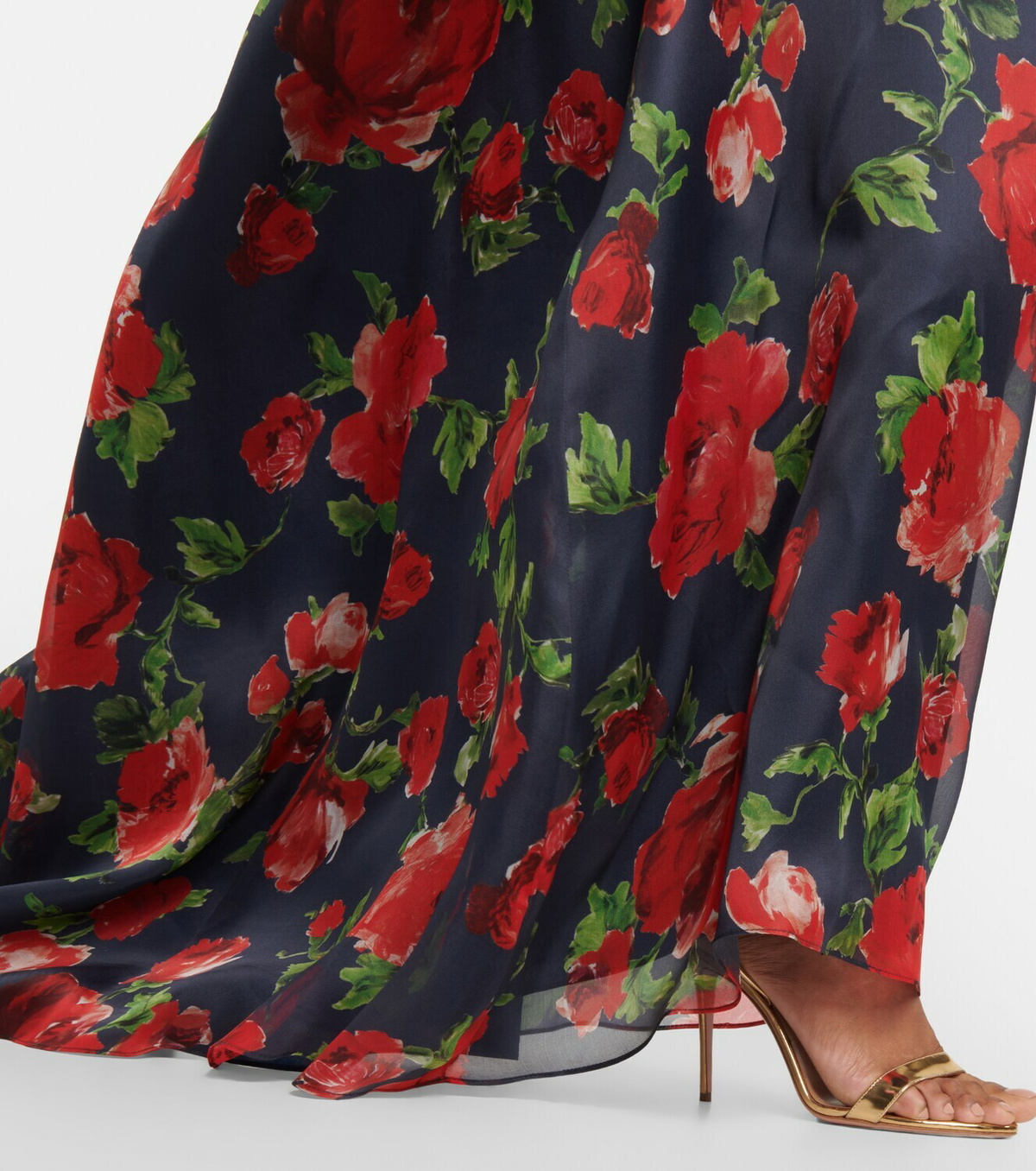 Carolina Herrera Floral strapless silk gown
