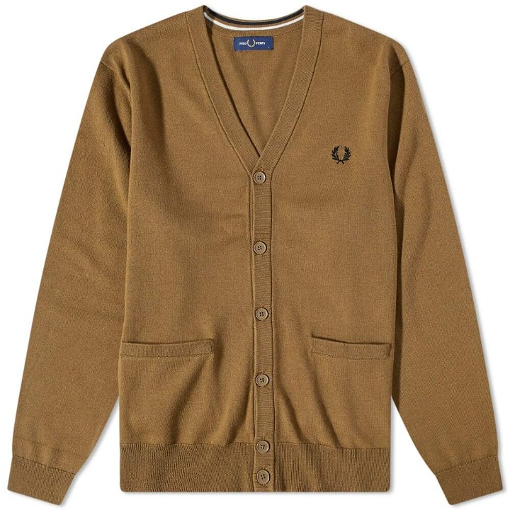 Photo: Fred Perry Authentic Men's Merino Cardigan in Shaded Stone