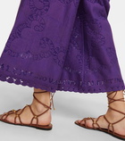 Valentino Embroidered wide-leg cotton-blend pants