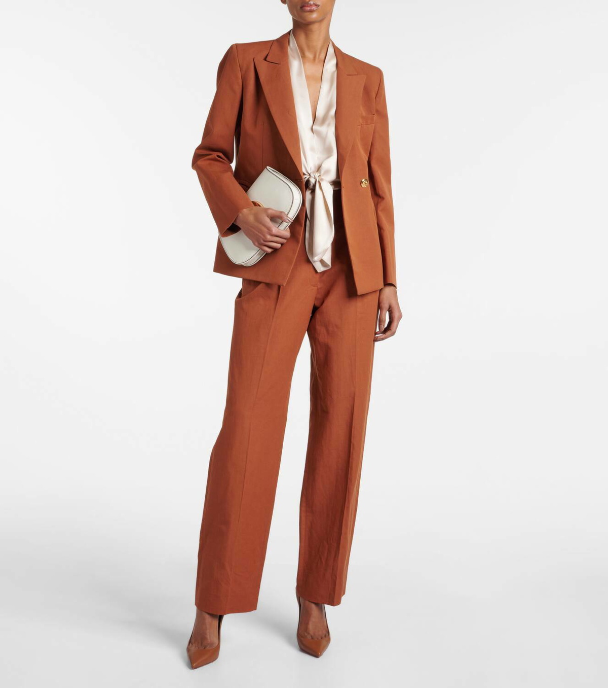 The Sei Tie-front silk charmeuse top