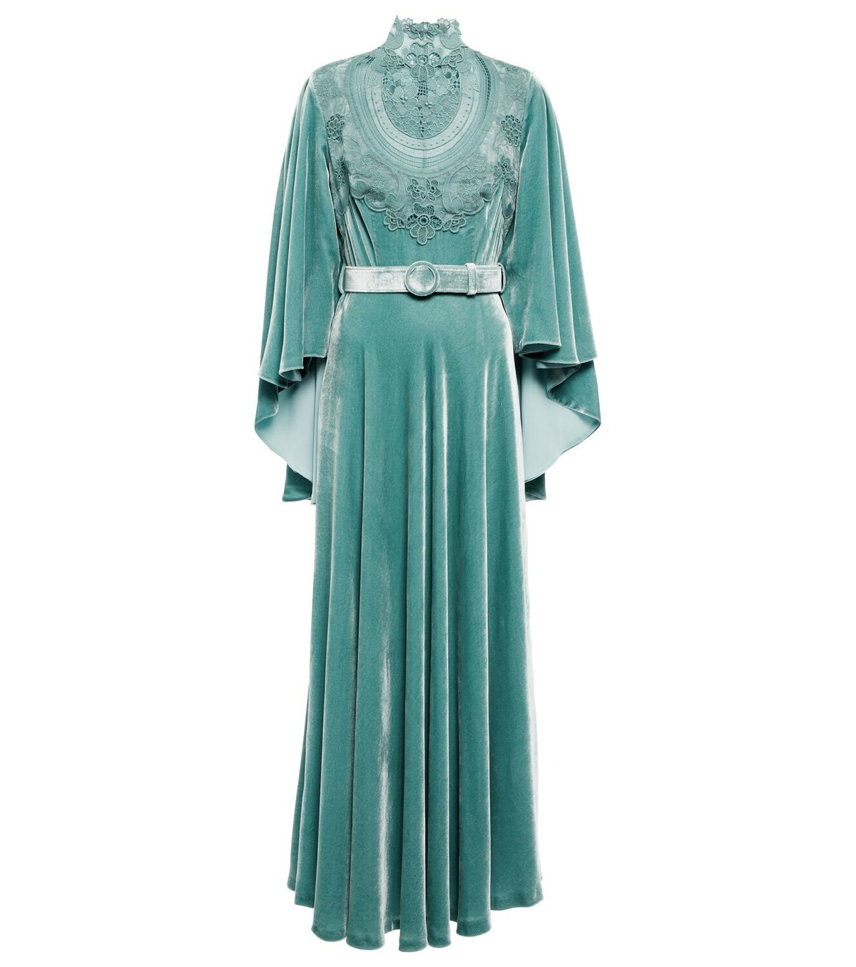 Costarellos Gabriella lace-paneled velvet gown Costarellos