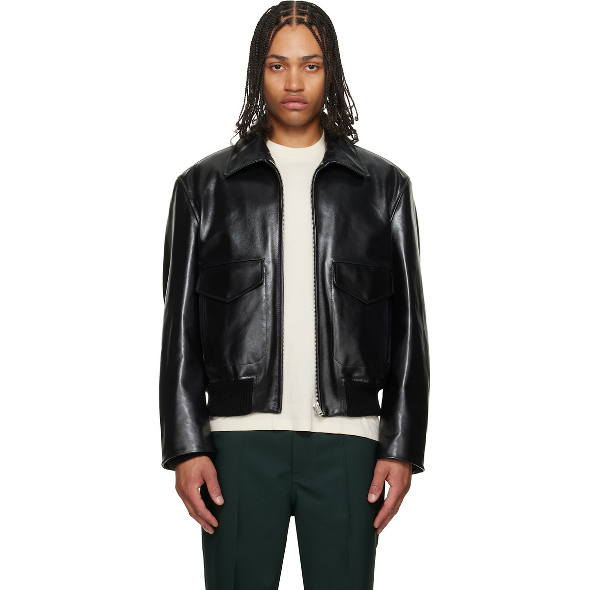 Marni - Striped Leather Track Jacket - Pink Marni