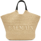 BALMAIN Beige 'BALMAIN' Crochet Tote