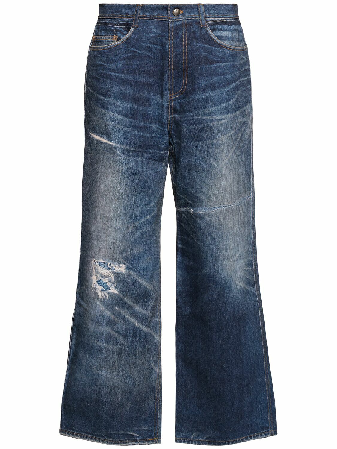 【ANDERSSON BELL】TROMPE L OEIL Printed Denim Pants Andersson Bell Trompe L'Oeil Printed Jeans in Navy Blue