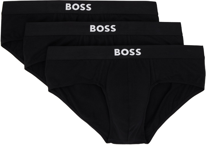 Photo: BOSS Three-Pack Black Logo Waistbands Boxers