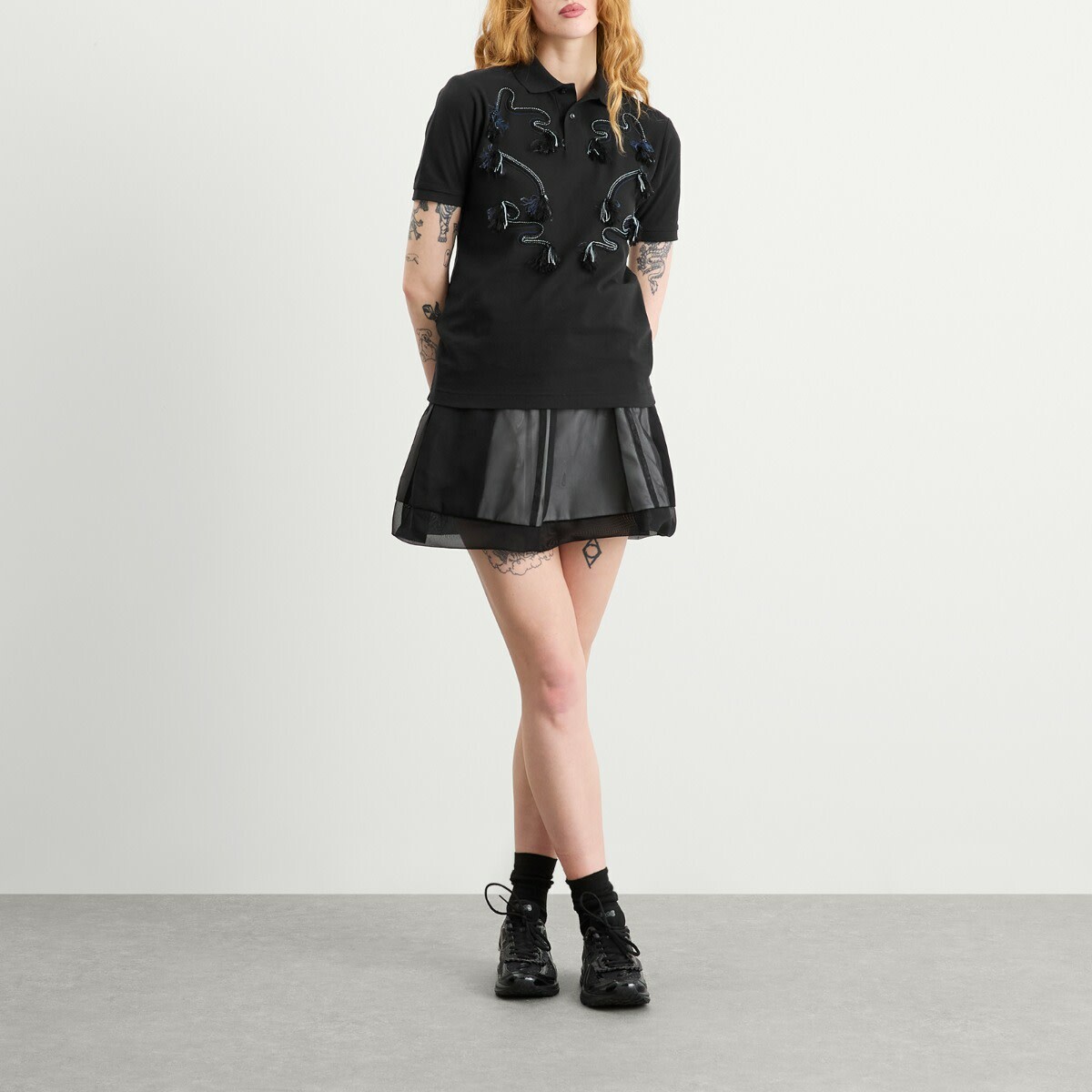 TOGA ARCHIVES Women's TOGA Embroidery Polo Shirt in Black