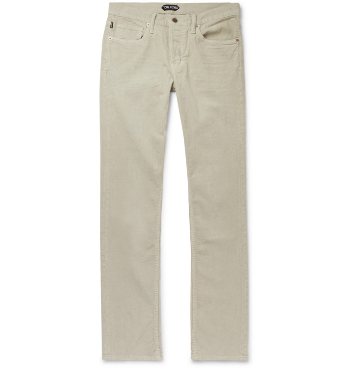 Photo: TOM FORD - Slim-Fit Cotton-Blend Corduroy Trousers - Neutrals
