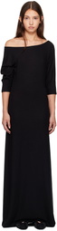 LESET Black Lauren Off Shoulder Maxi Dress