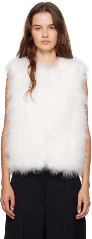 Photo: Yves Salomon White Cropped Feather Vest