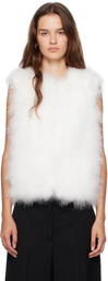 Yves Salomon White Cropped Feather Vest