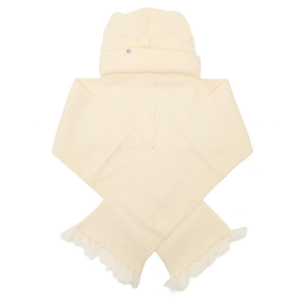 Charles Jeffrey Women's Alpaca Chunky Ears Scarf Beanie in Ecru 