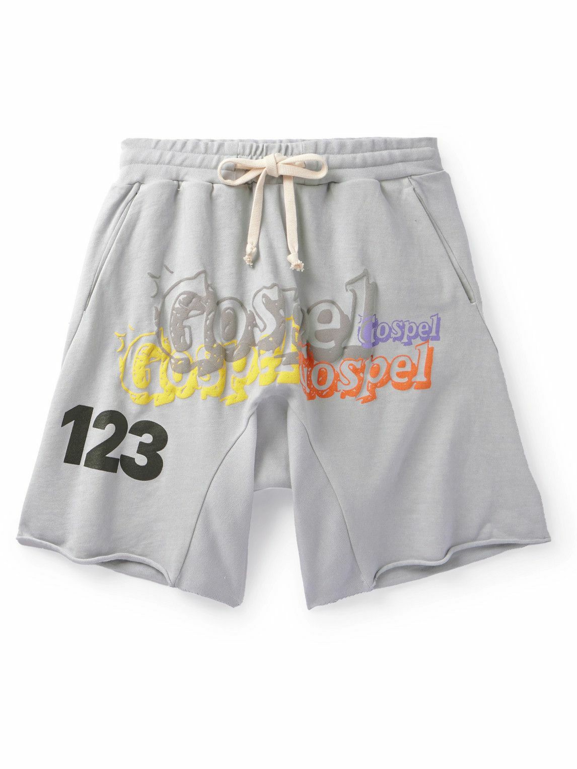 RRR123 - Gospel Straight-Leg Logo-Print Cotton-Jersey Drawstring Shorts -  Gray RRR123