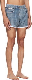 Moschino Blue Printed Nylon Swim Shorts