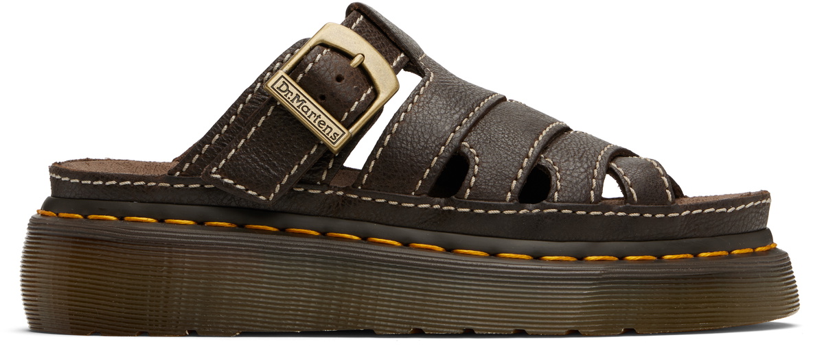 【Dr.Martens】 ★ Maxi Slide ★ BROWN Dr. Martens Brown Maxxy Slide Sandals Dr. Martens