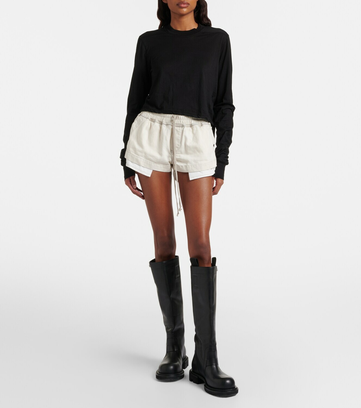 Rick Owens Belted cotton jersey T-shirt